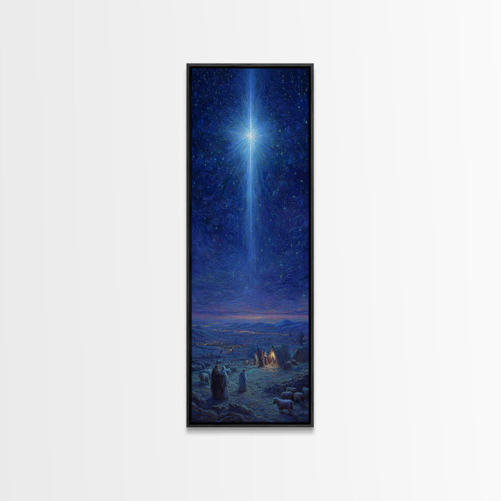 The Guiding Star - Framed Canvas Print - Christian Wall Art - Jesus Painting - Christian Christmas Art - Tall Skinny Art Print - Faith Art