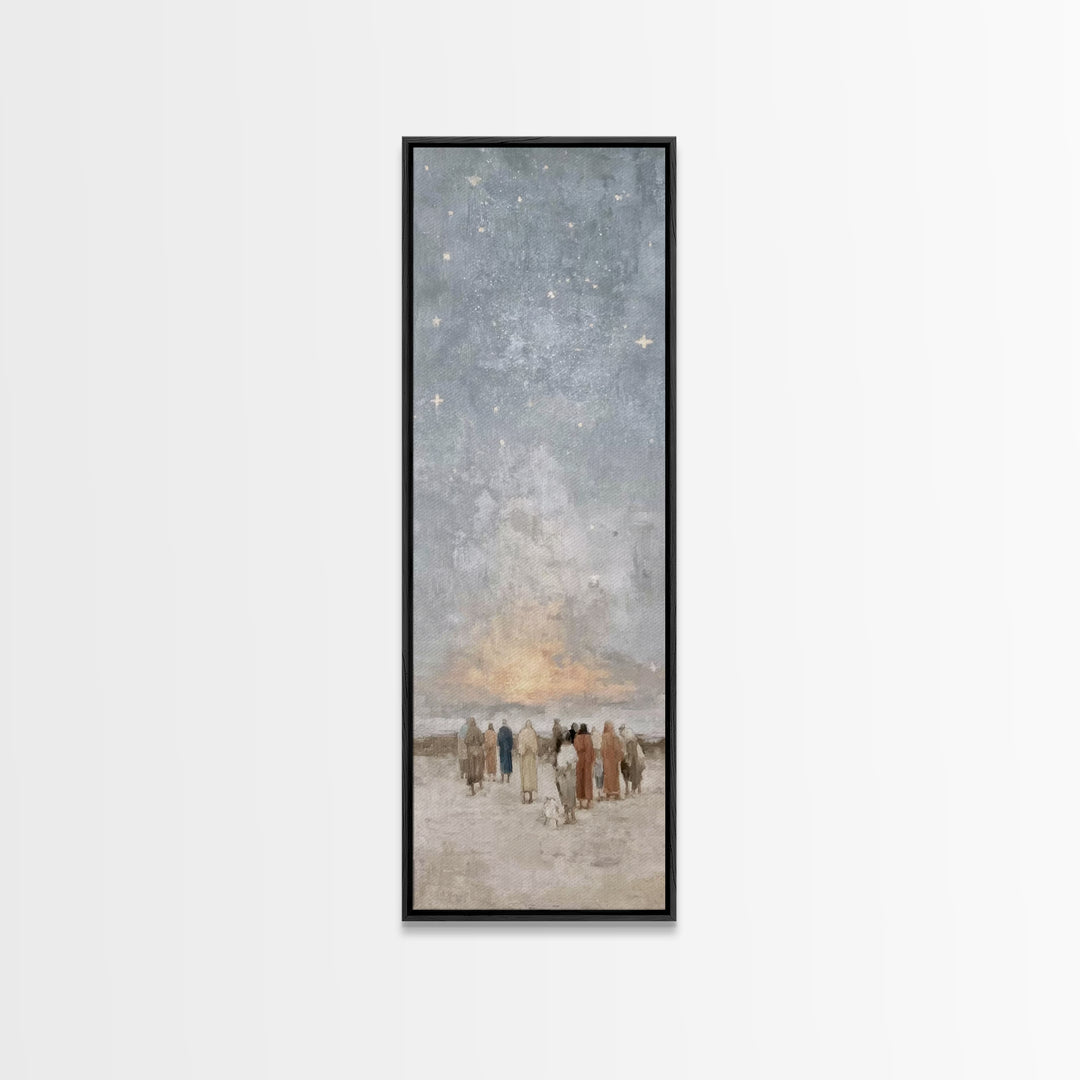 Star Of Peace - Framed Canvas Print - Christian Christmas Art - Christian Art Canvas - Jesus Painting - Christian Wall Art - Narrow Art - C