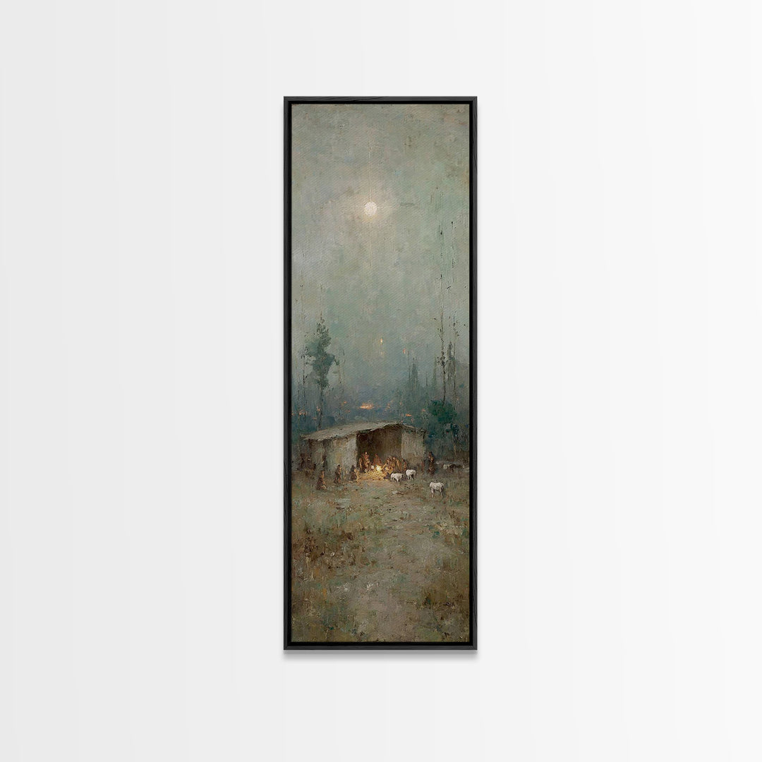 Shepherds In Wonder – Framed Canvas Print – Christian Art Canvas – Christian Wall Art – Jesus Painting – Tall Narrow Wall Art – Christian C