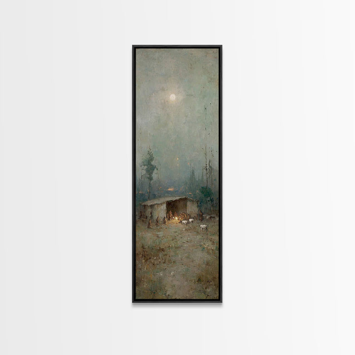 Shepherds In Wonder – Framed Canvas Print – Christian Art Canvas – Christian Wall Art – Jesus Painting – Tall Narrow Wall Art – Christian C