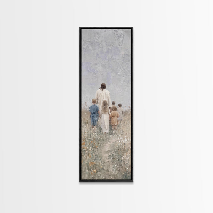 Path Of Grace, Framed Canvas Print, Christian Art Canvas, Jesus Painting, Christian Wall Art, Skinny Art, Christian Christmas Art