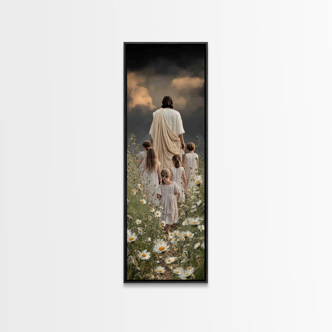 Walk In Faith | Framed Canvas Print | Christian Art Canvas | Christian Wall Art | Jesus Painting | Skinny Art