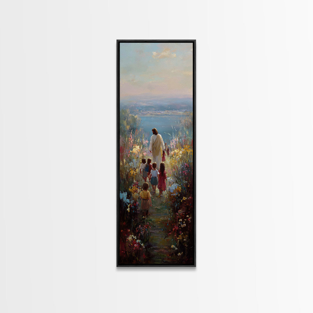 Horizon Of Peace, Framed Canvas Print, Christian Wall Art, Christian Art Canvas, Jesus Painting, Narrow Art
