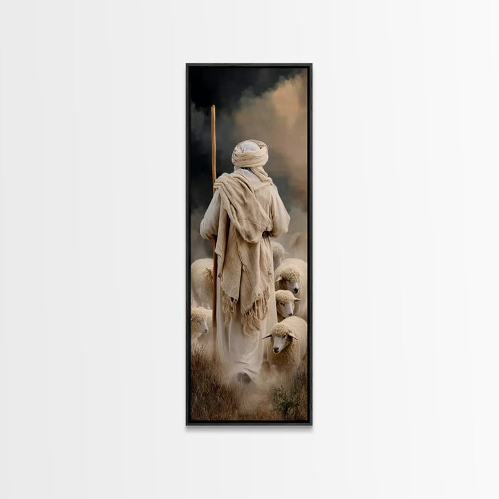 Shepherd’s Faith Walk – Framed Canvas Print – Christian Wall Art – Christian Art Canvas – Jesus Painting – Narrow Art