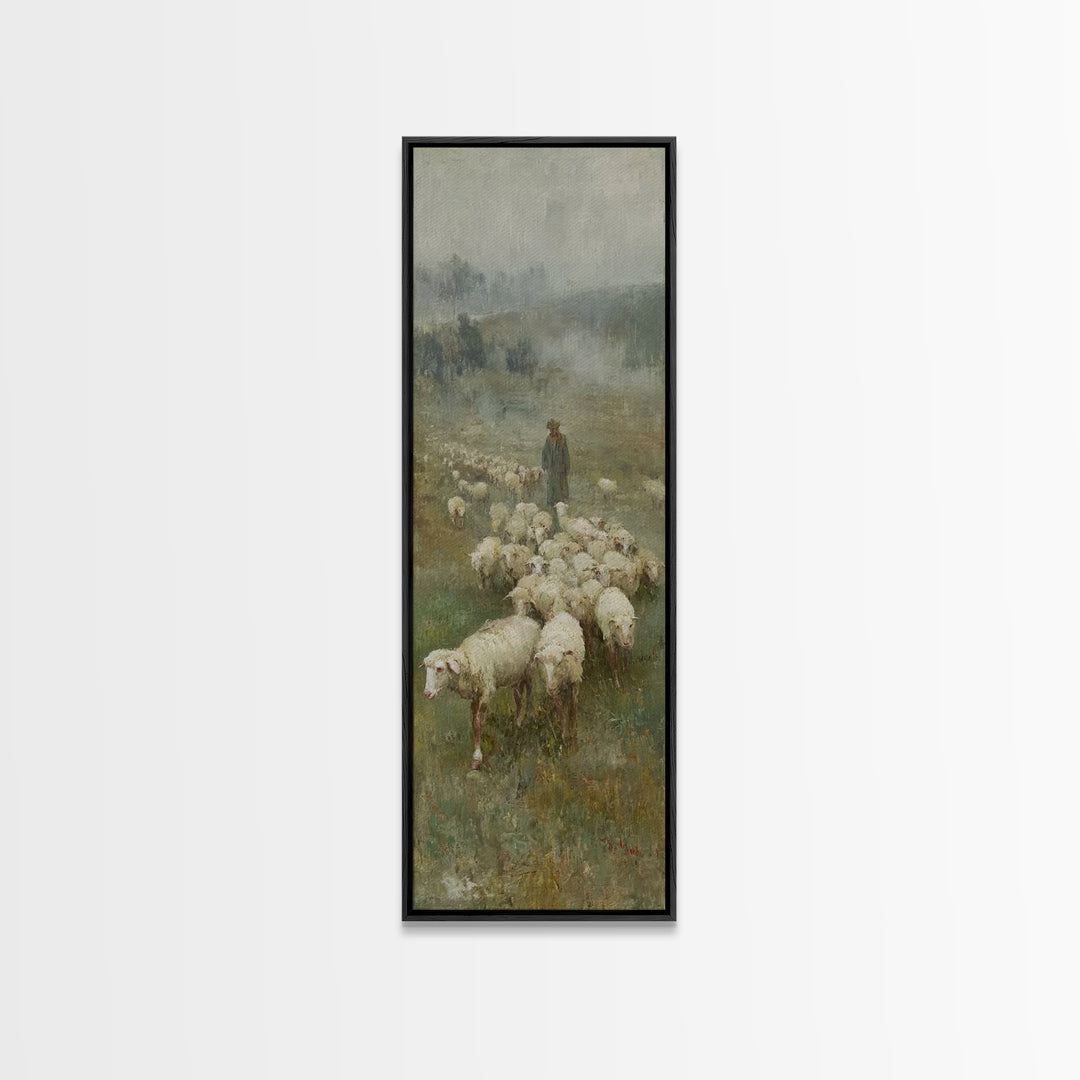 Gentle Shepherd Path – Framed Canvas Print – Christian Wall Art – Jesus Painting – Narrow Art – Christian Christmas Art – Christian Decor F