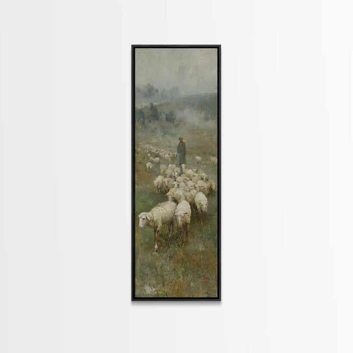 Gentle Shepherd Path – Framed Canvas Print – Christian Wall Art – Jesus Painting – Narrow Art – Christian Christmas Art – Christian Decor F