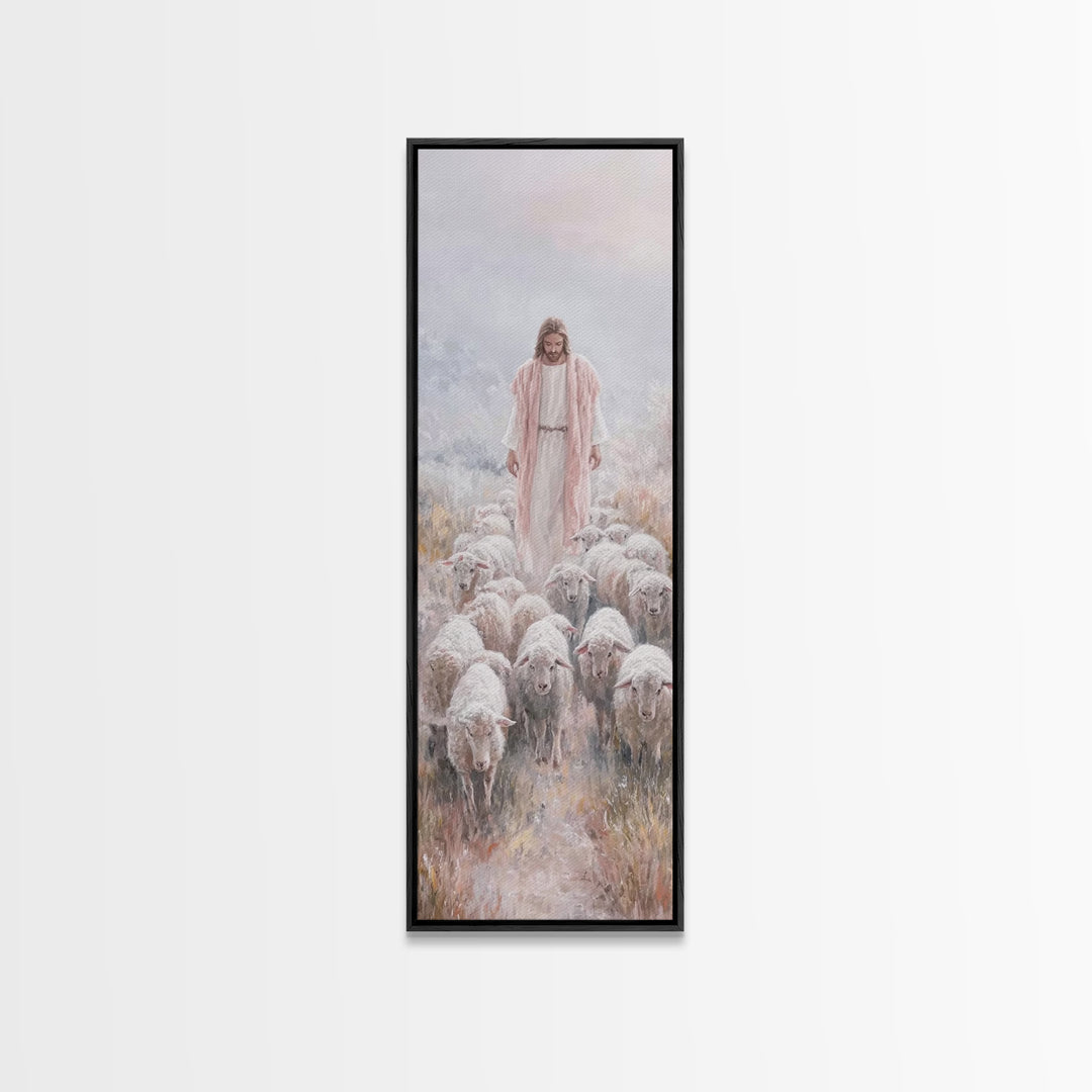 Radiant Flock Grace – Framed Canvas Print – Christian Art – Narrow Art – Jesus Painting Canvas – Christian Christmas Art – Modern Christian