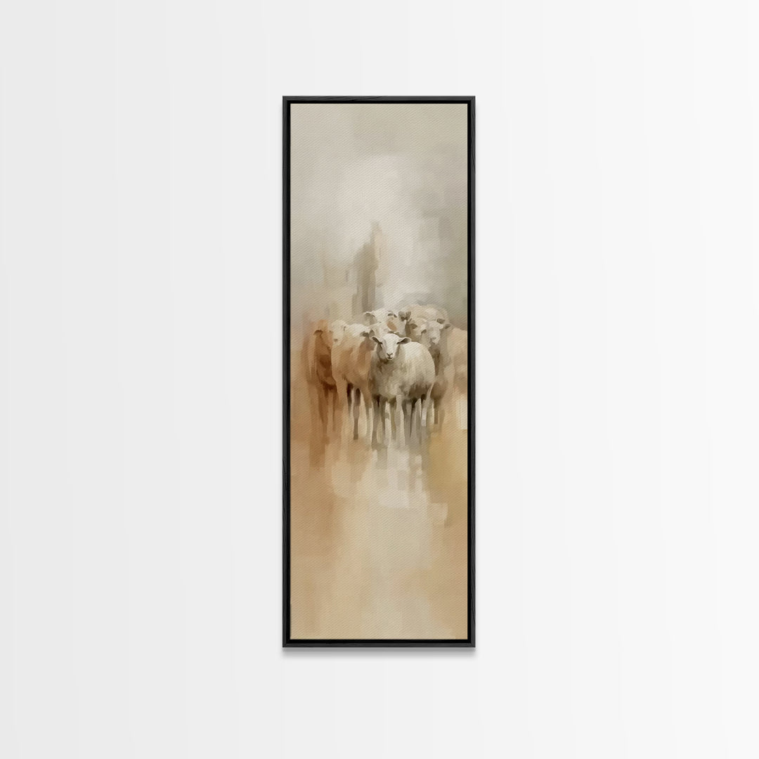 Holy Quiet Field | Framed Canvas Print | Christian Art Canvas | Tall Narrow Wall Art | Jesus Painting | Christian Christmas Art | Christian