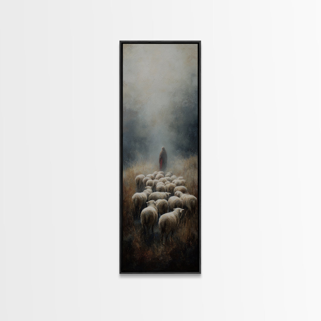 Guiding Light Meadow – Framed Canvas Print – Christian Christmas Art – Narrow Art – Jesus Painting – Christian Art Canvas – Christian Wall