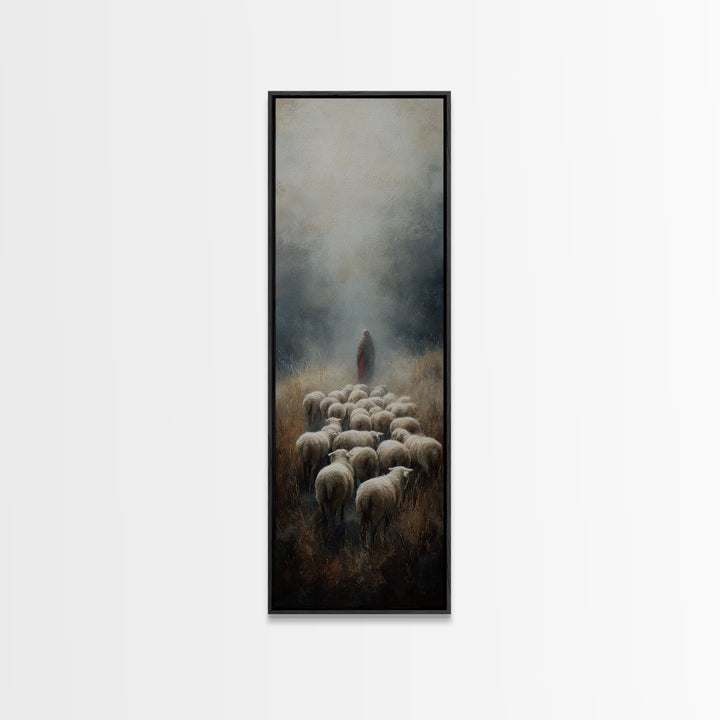 Guiding Light Meadow – Framed Canvas Print – Christian Christmas Art – Narrow Art – Jesus Painting – Christian Art Canvas – Christian Wall