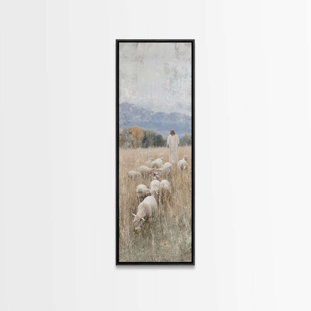 Still Waters Calling, Framed Canvas Print, Christian Art Canvas, Tall Narrow Wall Art, Jesus Painting, Christian Christmas Art, Christian W