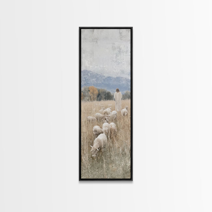 Still Waters Calling, Framed Canvas Print, Christian Art Canvas, Tall Narrow Wall Art, Jesus Painting, Christian Christmas Art, Christian W