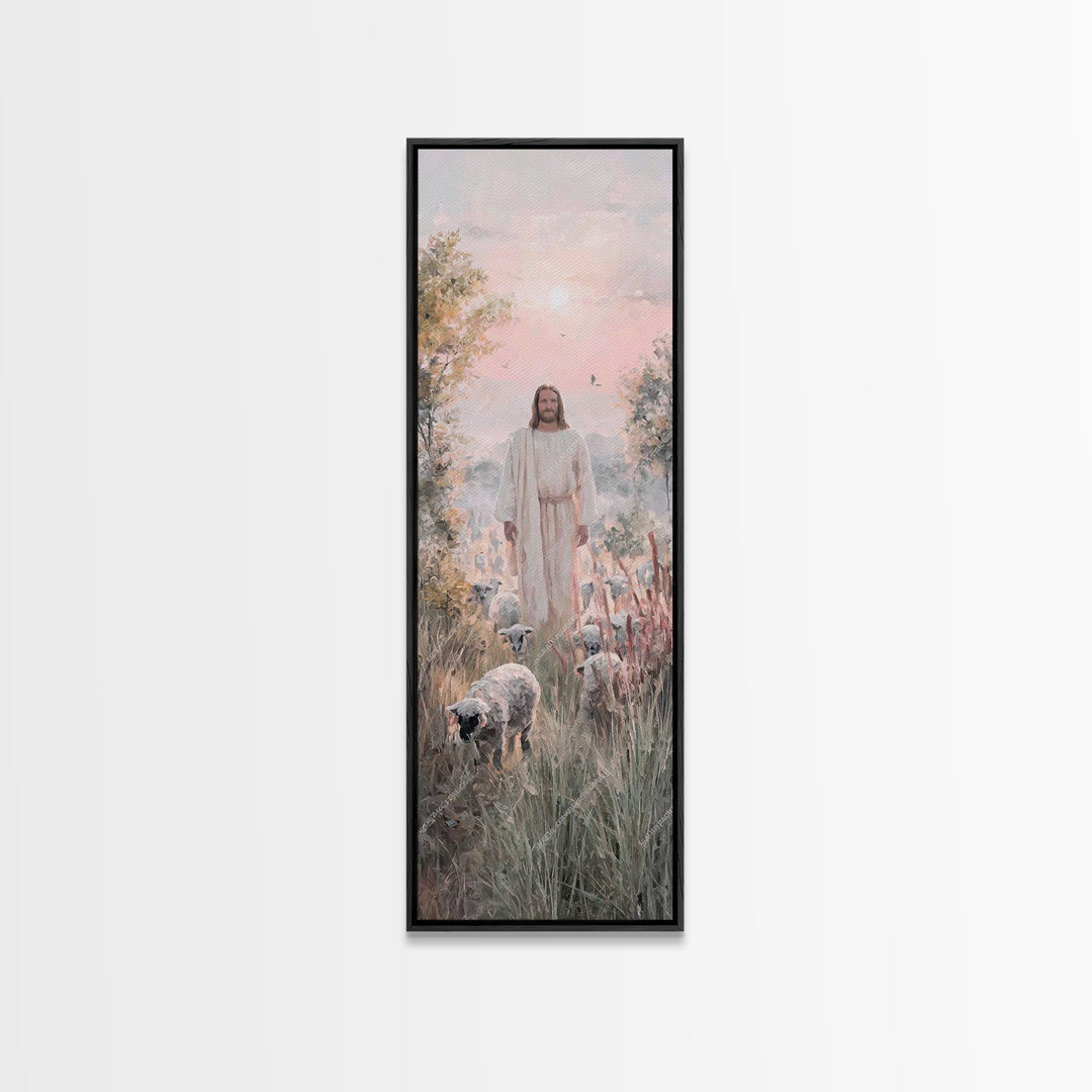 Grace In The Meadow – Framed Canvas Print – Christian Art Canvas – Christian Wall Art – Jesus Painting – Skinny Art – Christian Christmas A