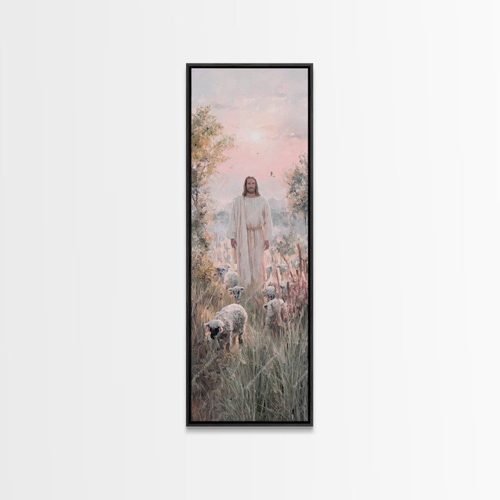 Grace In The Meadow – Framed Canvas Print – Christian Art Canvas – Christian Wall Art – Jesus Painting – Skinny Art – Christian Christmas A