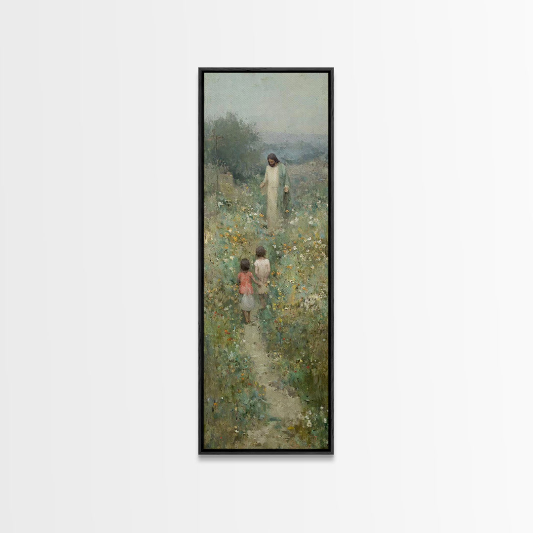 Blooming Promise – Framed Canvas Print – Christian Art Canvas – Christian Wall Art – Jesus Painting – Narrow Art – Christian Christmas Art