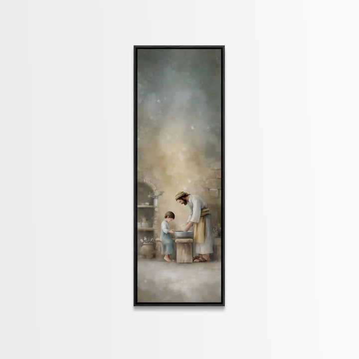 Humble Lessons | Framed Canvas Print | Christian Wall Art | Skinny Art | Christian Art Canvas | Jesus Painting | Christmas Art