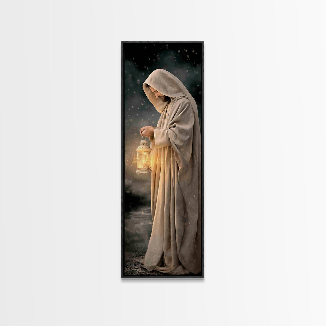 Path Of Warmth – Framed Canvas Print – Christian Wall Art – Christian Art Canvas – Jesus Painting – Skinny Art – Modern Christian Art – Nar
