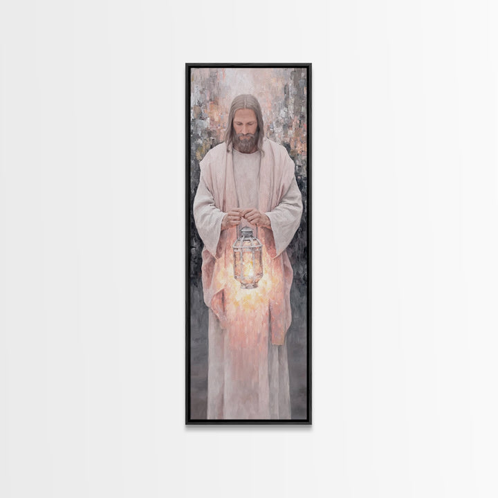 Radiant Night Watch – Framed Canvas Print – Christian Art Canvas – Skinny Art – Jesus Painting – Christian Wall Art – Narrow Art – Minimali