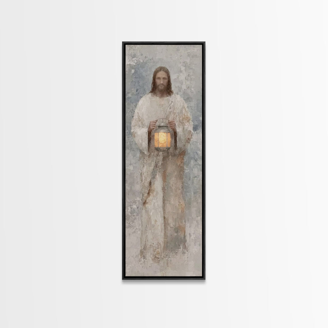 Calm Midnight Guide – Framed Canvas Print – Christian Wall Art – Jesus Painting – Christian Art Canvas – Skinny Art – Narrow Art – Modern C