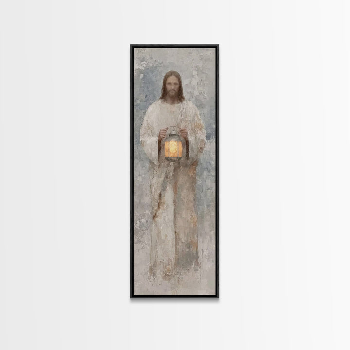 Calm Midnight Guide – Framed Canvas Print – Christian Wall Art – Jesus Painting – Christian Art Canvas – Skinny Art – Narrow Art – Modern C