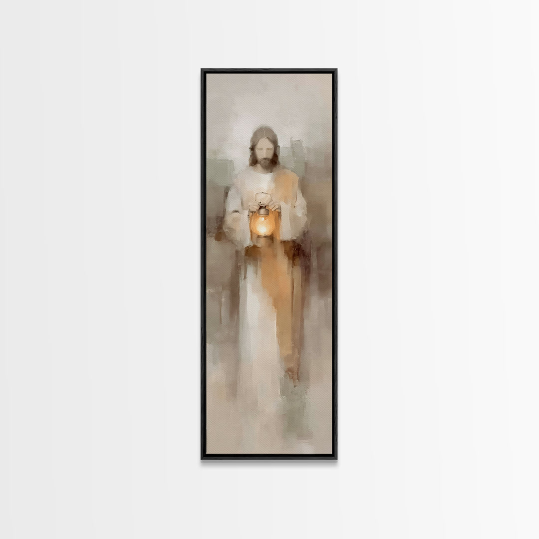 Stillness Of Light – Framed Canvas Print – Christian Art Canvas – Jesus Painting – Christian Wall Art – Skinny Art – Narrow Art – Modern Ch