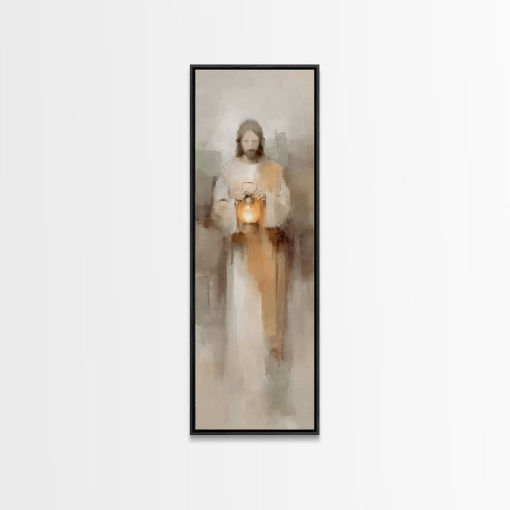 Stillness Of Light – Framed Canvas Print – Christian Art Canvas – Jesus Painting – Christian Wall Art – Skinny Art – Narrow Art – Modern Ch