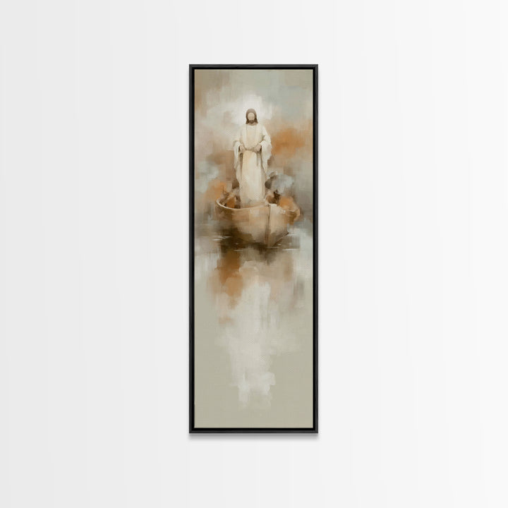 Harbor Of Peace – Framed Canvas Print – Tall Skinny Art Print – Christian Wall Art – Jesus Painting – Christian Art Canvas – Christmas Art