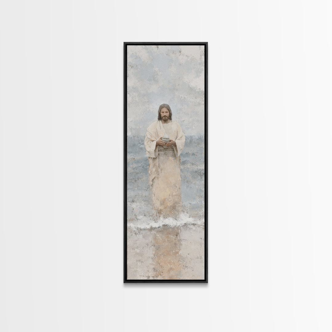 Heavenly Tide Path – Framed Canvas Print – Tall Narrow Wall Art – Christian Art Print – Jesus Painting – Christian Art Canvas – Christmas A