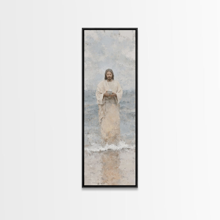 Heavenly Tide Path – Framed Canvas Print – Tall Narrow Wall Art – Christian Art Print – Jesus Painting – Christian Art Canvas – Christmas A