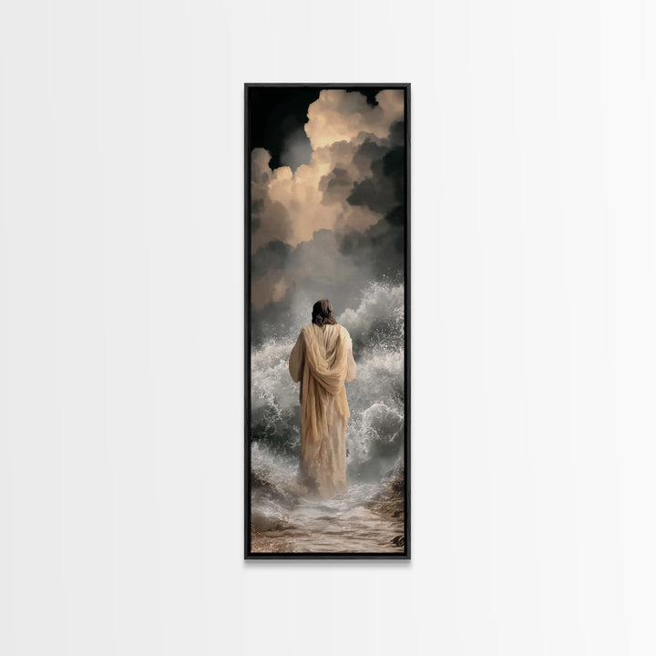 Eternal Sea Quiet | Framed Canvas Print | Skinny Art | Christian Wall Art | Jesus Painting | Christian Art Work | Christmas Art