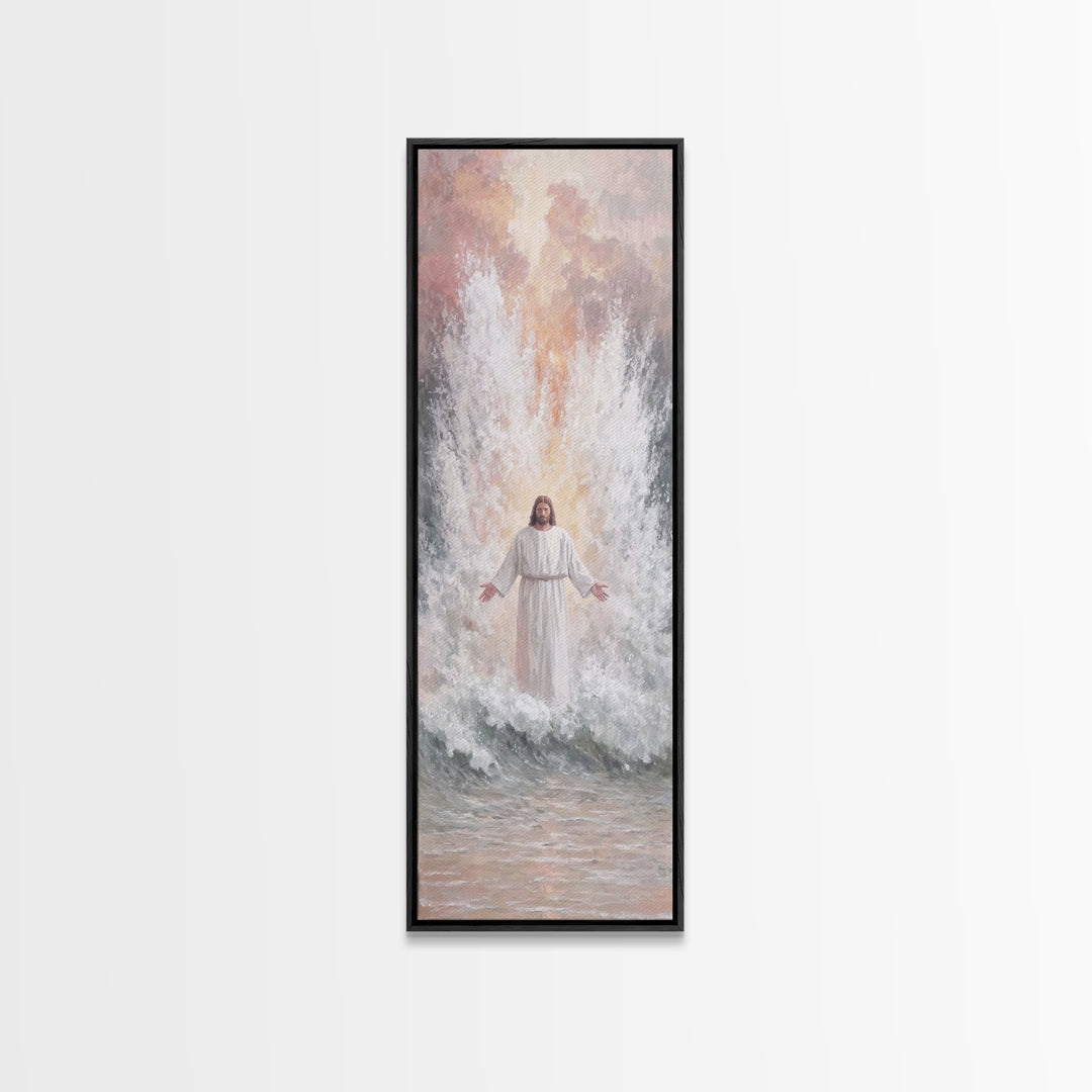 Heavenly Ascent | Framed Canvas Print | Tall Narrow Wall Art | Christian Wall Art | Jesus Painting | Christian Art Canvas | Christmas Art