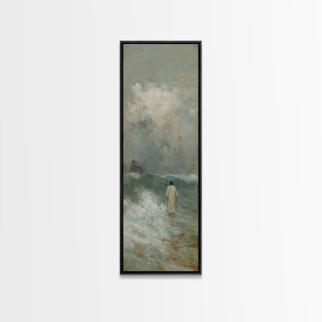 Stormless Grace, Framed Canvas Print, Tall Skinny Art Print, Christian Wall Art, Jesus Painting, Christian Canvas, Christmas Art