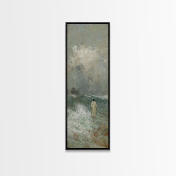 Stormless Grace, Framed Canvas Print, Tall Skinny Art Print, Christian Wall Art, Jesus Painting, Christian Canvas, Christmas Art