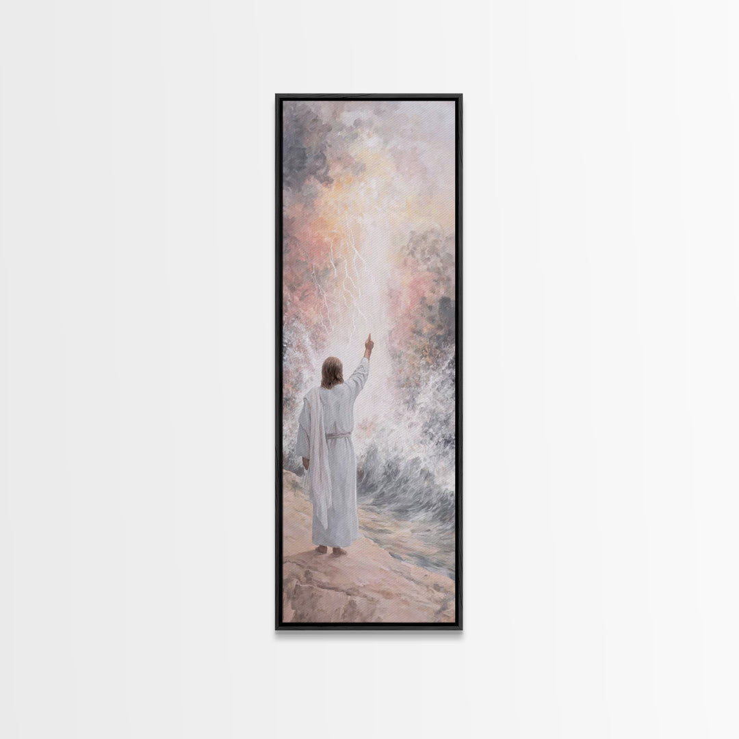 Light of Promise, Framed Canvas Print, Narrow Art, Christian Art Canvas, Jesus Painting, Christian Gift Ideas, Christmas Decor