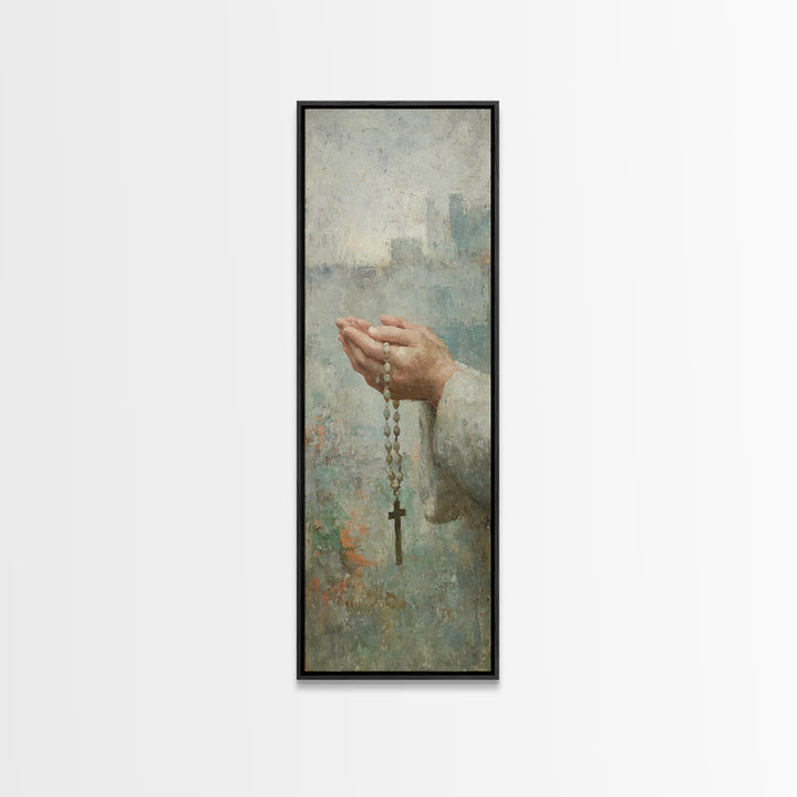 Hands Of Devotion – Framed Canvas Print – Christian Art Canvas – Christian Wall Art – Narrow Art – Christian Art – Christian Decoration – C