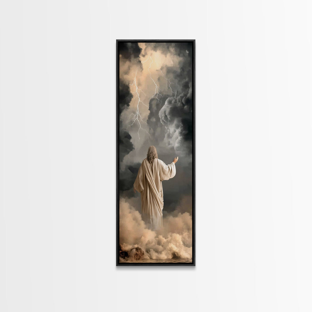 Storms Of Covenant – Framed Canvas Print – Christian Wall Art – Jesus Painting – Narrow Art – Christian Art Canvas – Christian Decor