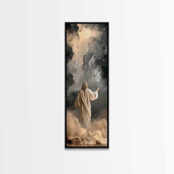 Storms Of Covenant – Framed Canvas Print – Christian Wall Art – Jesus Painting – Narrow Art – Christian Art Canvas – Christian Decor