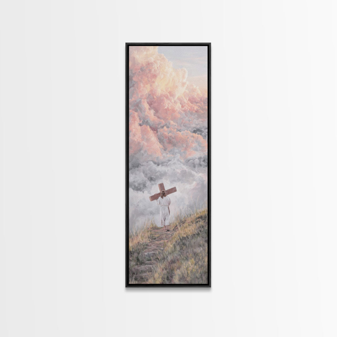 Gentle Embrace – Framed Canvas Print – Christian Wall Art – Jesus Painting Canvas – Skinny Art – Christian Art Print – Christian Christmas