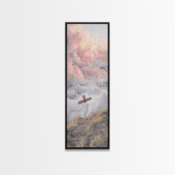 Gentle Embrace – Framed Canvas Print – Christian Wall Art – Jesus Painting Canvas – Skinny Art – Christian Art Print – Christian Christmas