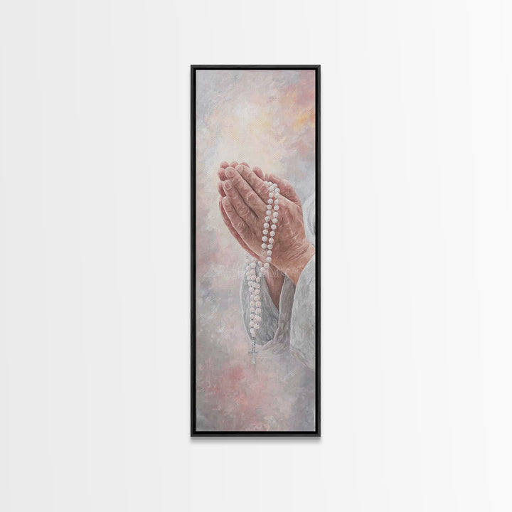 Prayerful Light – Framed Canvas Print – Christian Art – Christian Art Canvas – Skinny Art – Christian Wall Art – Christian Gift Ideas – Chr