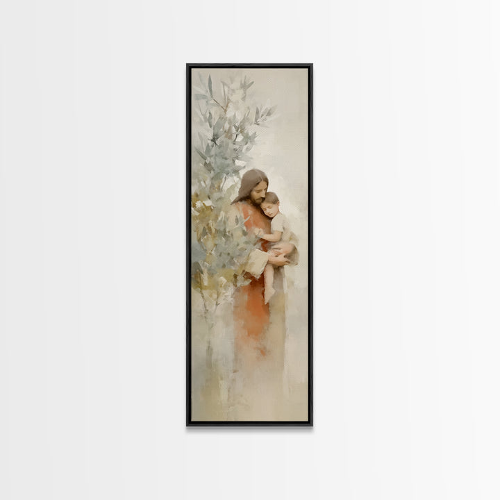 Olive Tree Promise | Framed Canvas Print | Christian Art Canvas | Jesus Painting | Modern Christian Art | Skinny Art | Christian Wall Art |