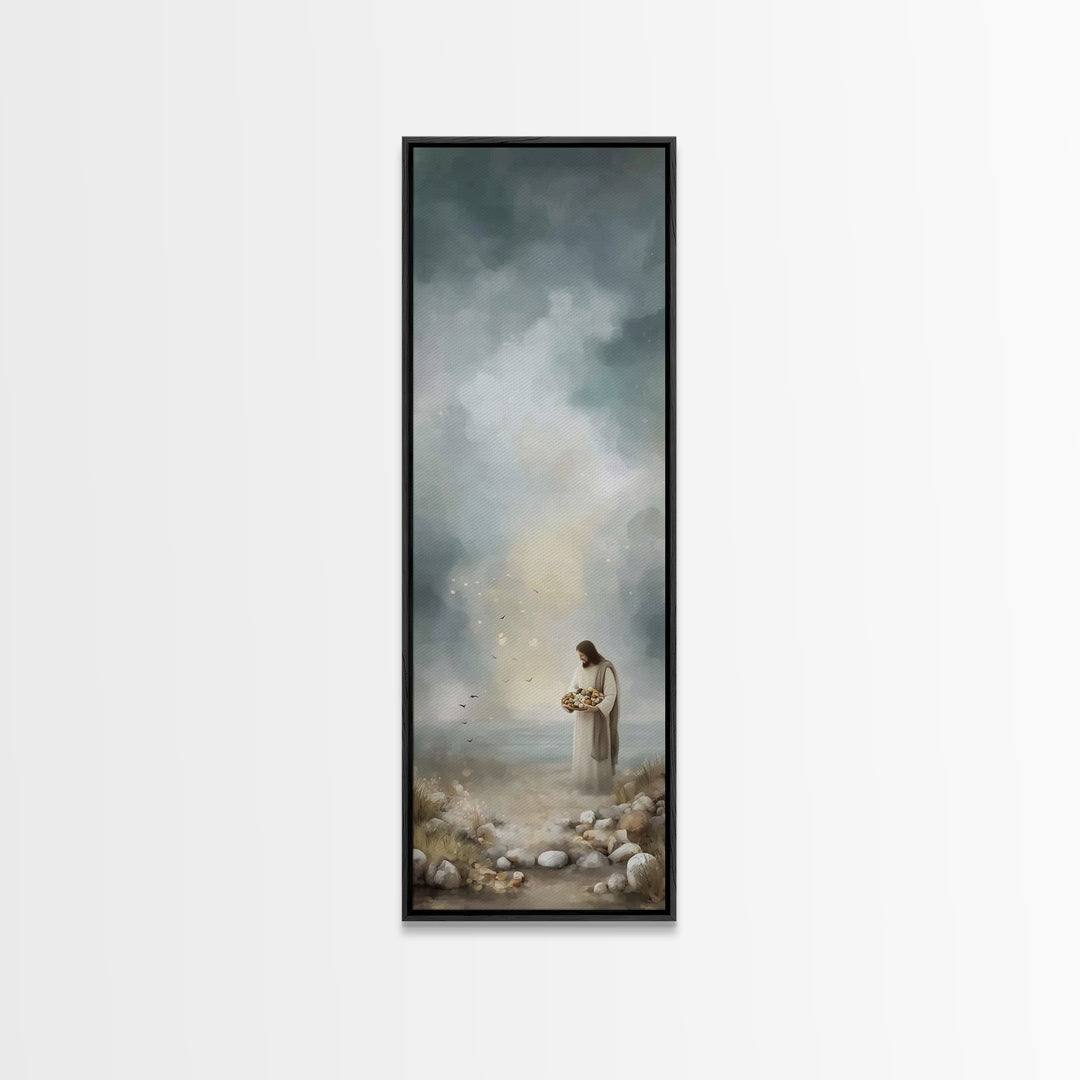 Bread Of Hope | Framed Canvas Print | Christian Wall Art | Jesus Painting | Christian Art Canvas | Modern Christian Art | Narrow Art | Chri