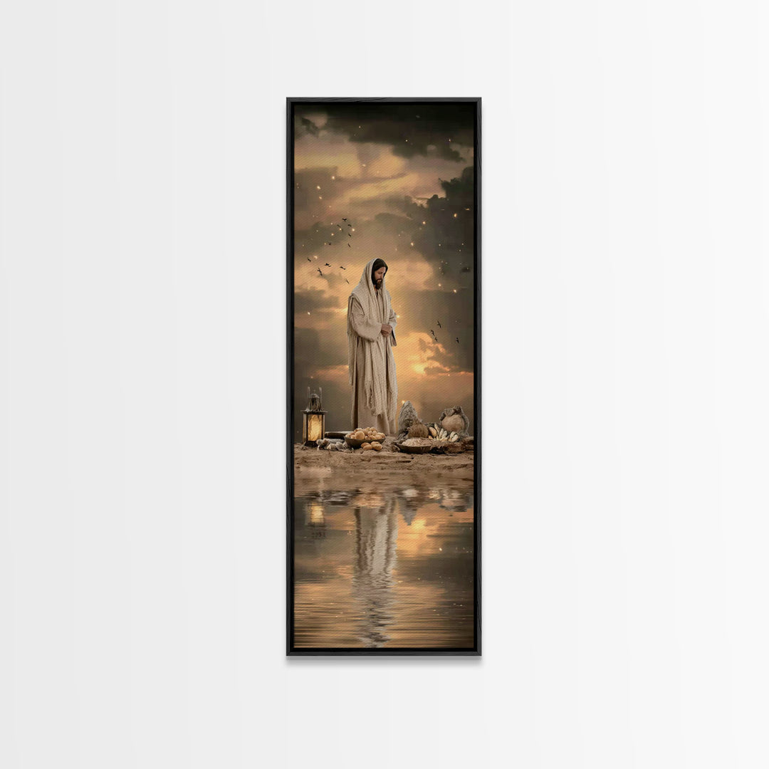 Blessed Provision | Framed Canvas Print | Christian Art Canvas | Jesus Painting | Christian Wall Art | Narrow Art | Modern Christian Art |
