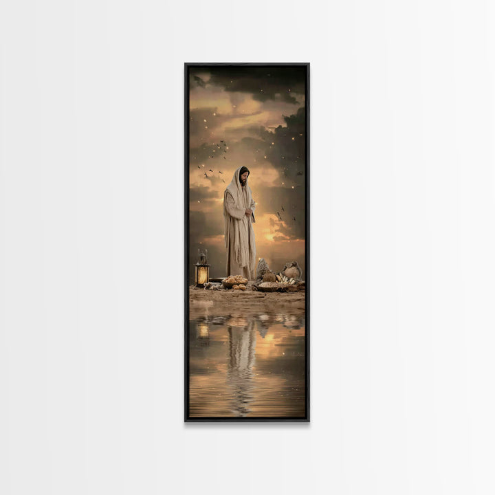 Blessed Provision | Framed Canvas Print | Christian Art Canvas | Jesus Painting | Christian Wall Art | Narrow Art | Modern Christian Art |