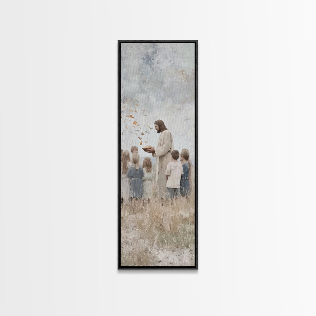Heaven’s Little Ones – Framed Canvas Print – Jesus Painting – Christian Wall Art – Christian Art Canvas – Modern Christian Art – Christian