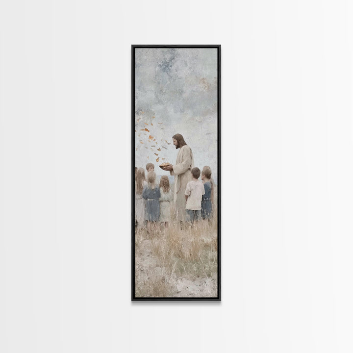 Heaven’s Little Ones – Framed Canvas Print – Jesus Painting – Christian Wall Art – Christian Art Canvas – Modern Christian Art – Christian