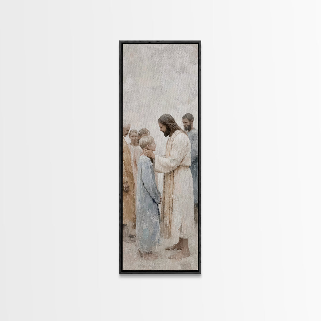 Grace Upon Children – Framed Canvas Print – Christian Wall Art – Jesus Painting – Christian Art Canvas – Large Christian Art – Christian Gi