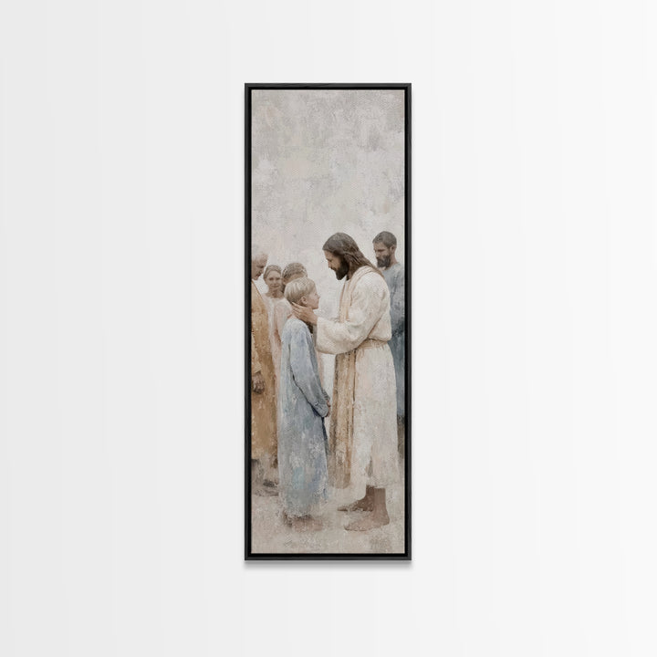 Grace Upon Children – Framed Canvas Print – Christian Wall Art – Jesus Painting – Christian Art Canvas – Large Christian Art – Christian Gi