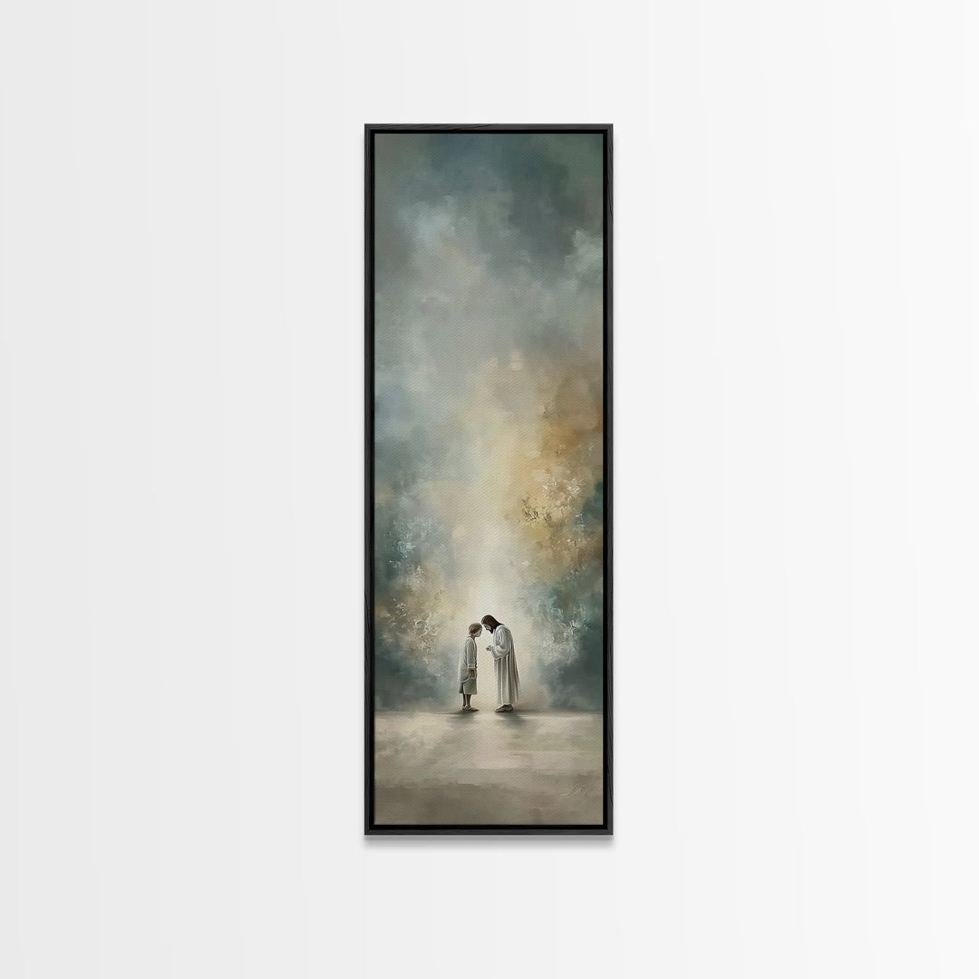Sacred Morning Peace – Framed Canvas Print – Christian Art Canvas – Jesus Painting – Christian Wall Art – Minimalist Christian Art – Christ