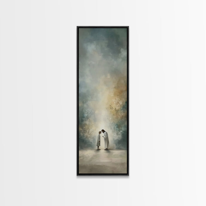 Sacred Morning Peace – Framed Canvas Print – Christian Art Canvas – Jesus Painting – Christian Wall Art – Minimalist Christian Art – Christ